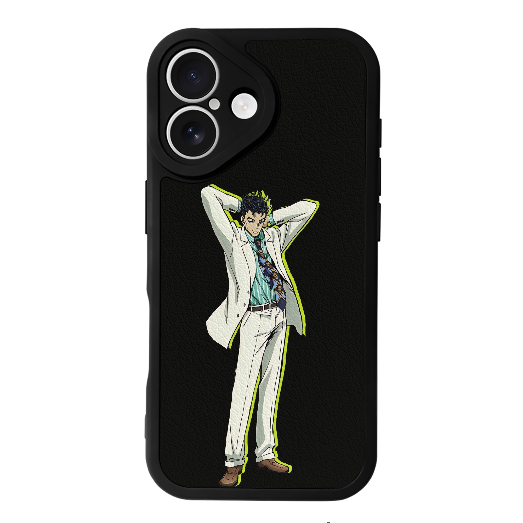 （画像用） ジョジョの奇妙な冒険 きら よしかげ JoJo's Bizarre Adventure Kira Yoshikage 【iPhone 16シリーズ対応】シリコンスマホケース（レザー調） 材質：シリコン